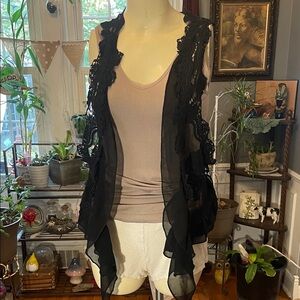 Umgee Black Lace Overlay Blouse